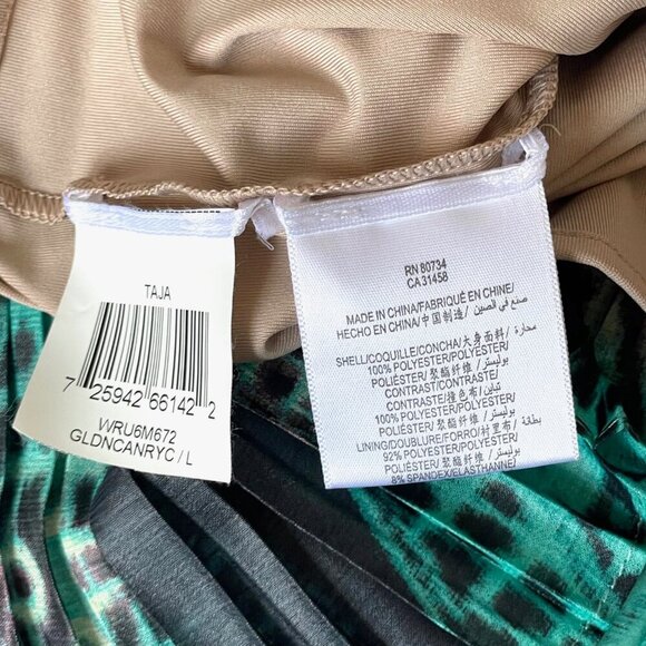 BCBG Maxazria Strapless Mini Dress Large Pleated Georgette Boho Tribal - Picture 8 of 12